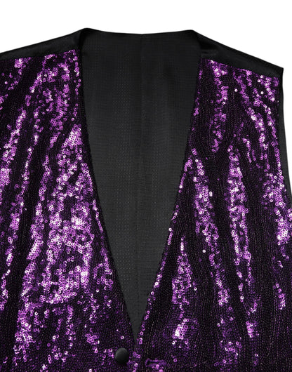 Purple Sequined Dress Formal Waistcoat Vest