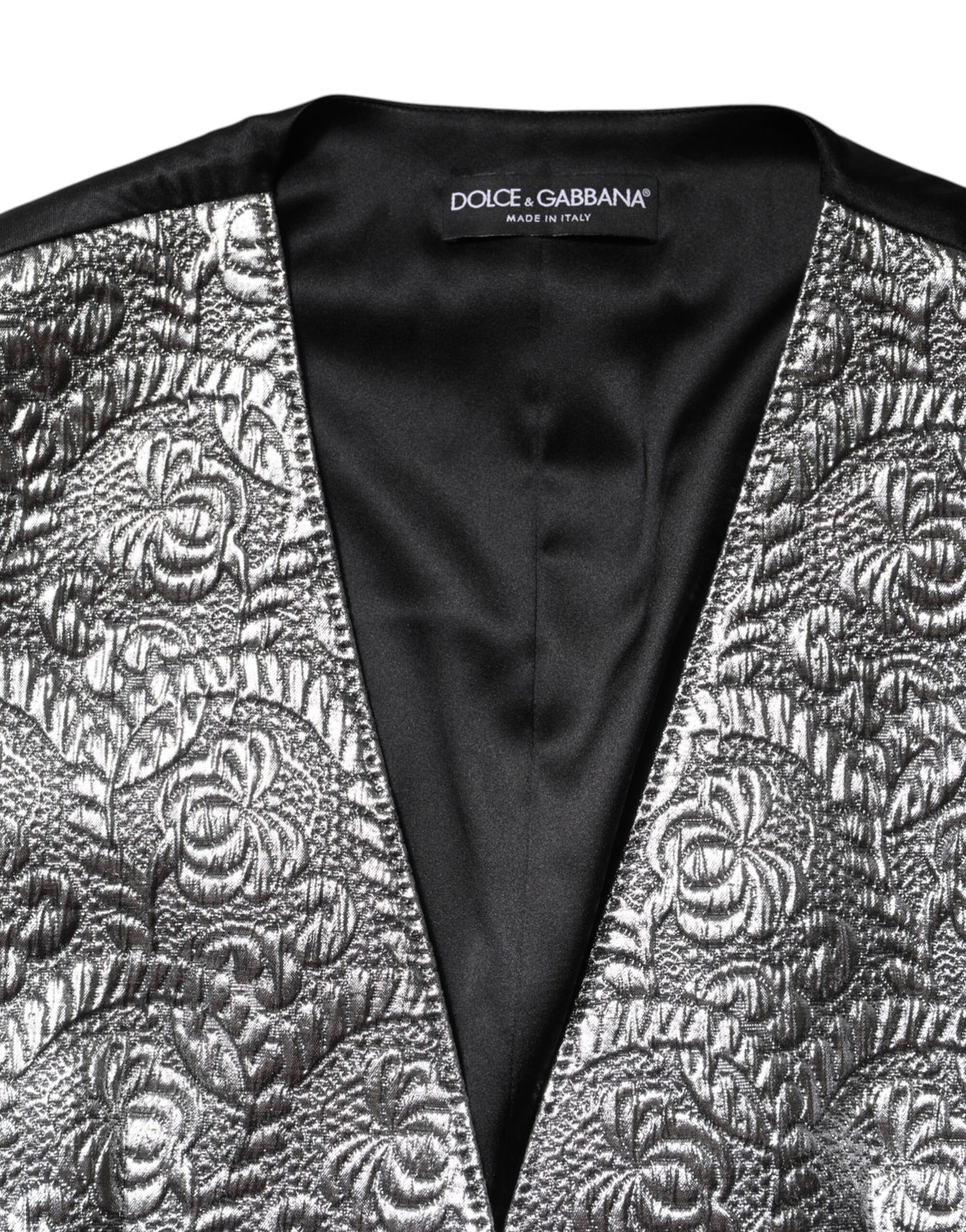 Silver Floral Jacquard Sleeveless Vest Top