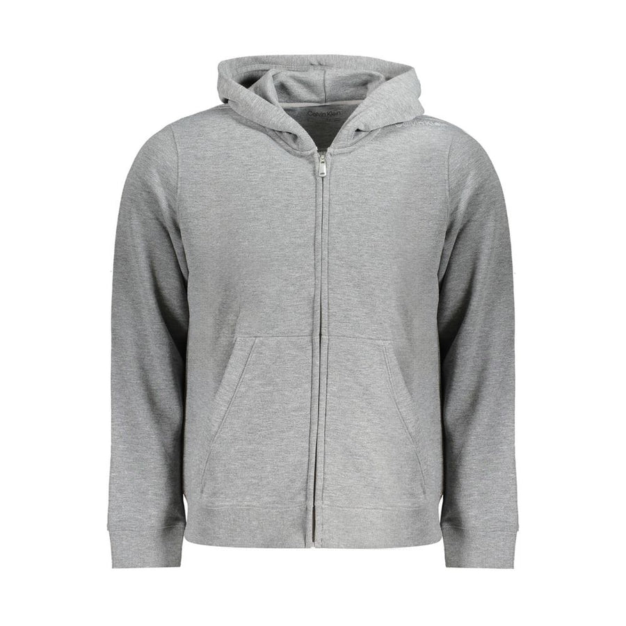 Gray Recycled Polyester Men Hoodie