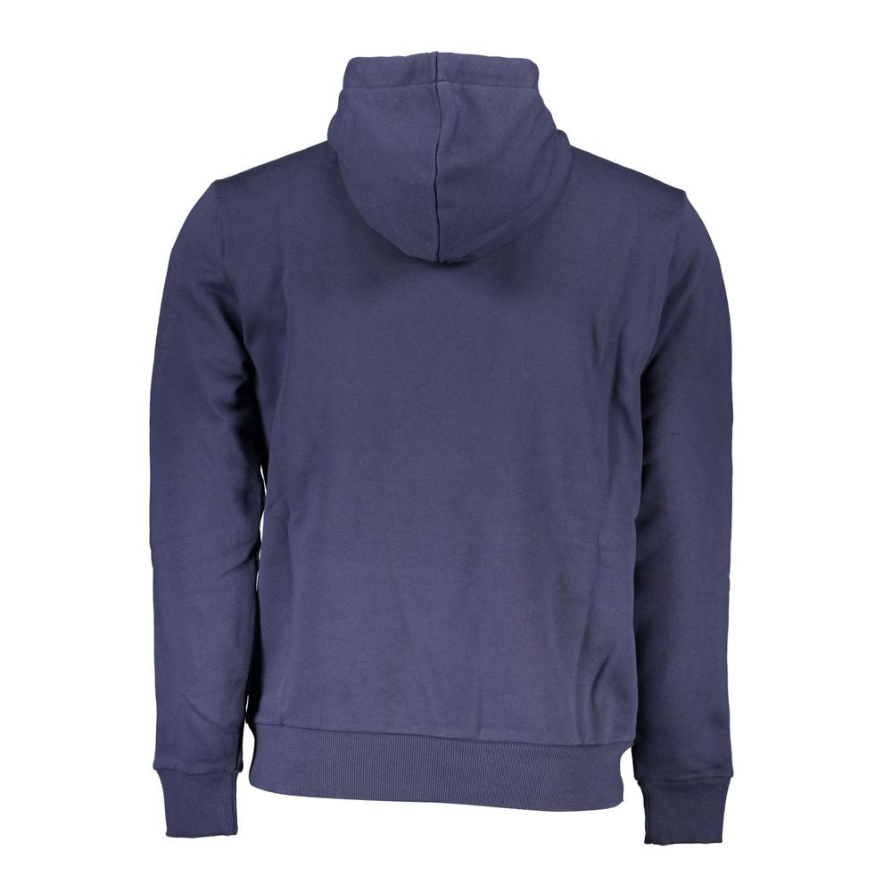 Blue Cotton Men Sweater with Hood