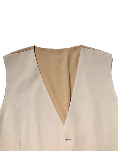 Beige Linen Dress Formal Men Waistcoat Vest