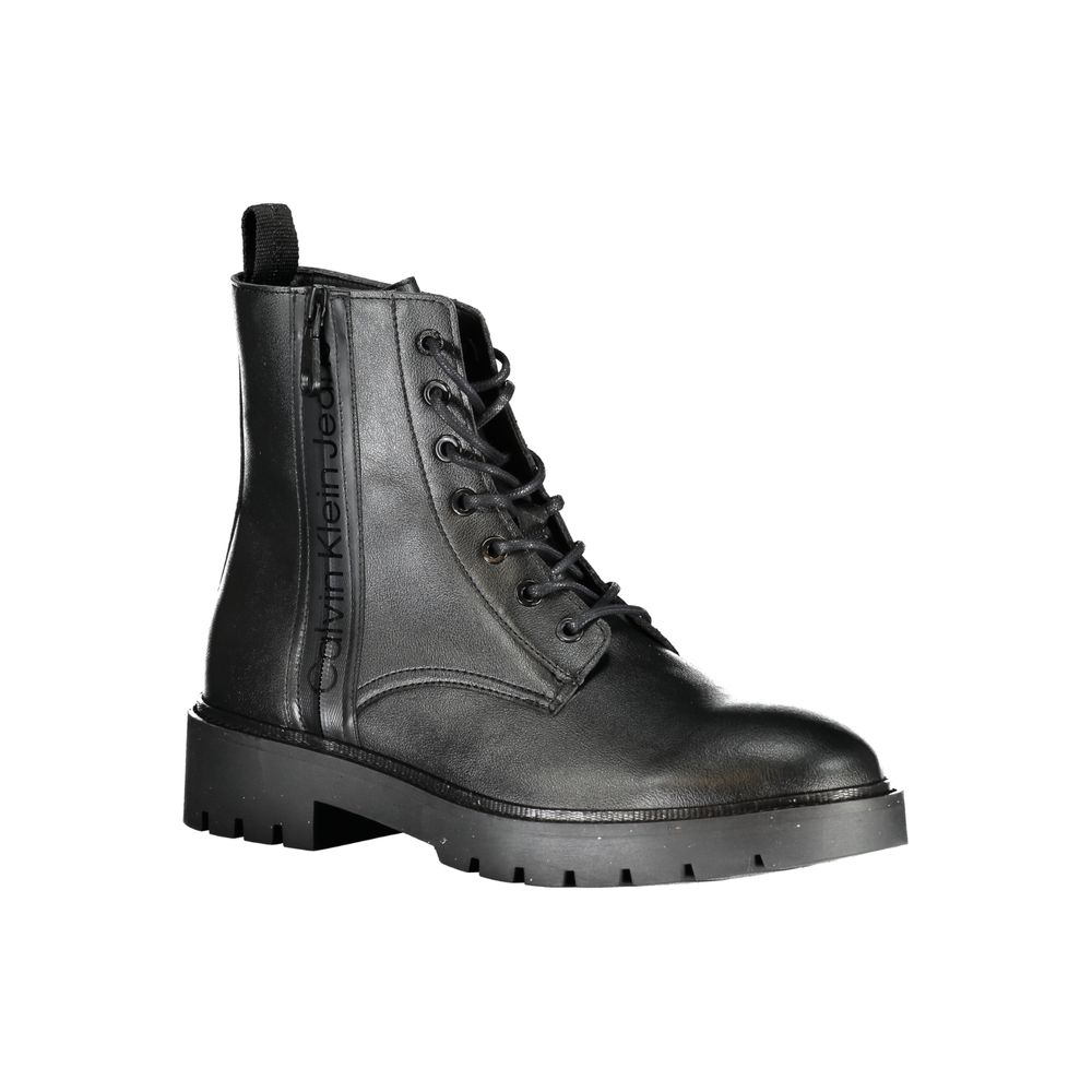 Black Polyester Men Boot