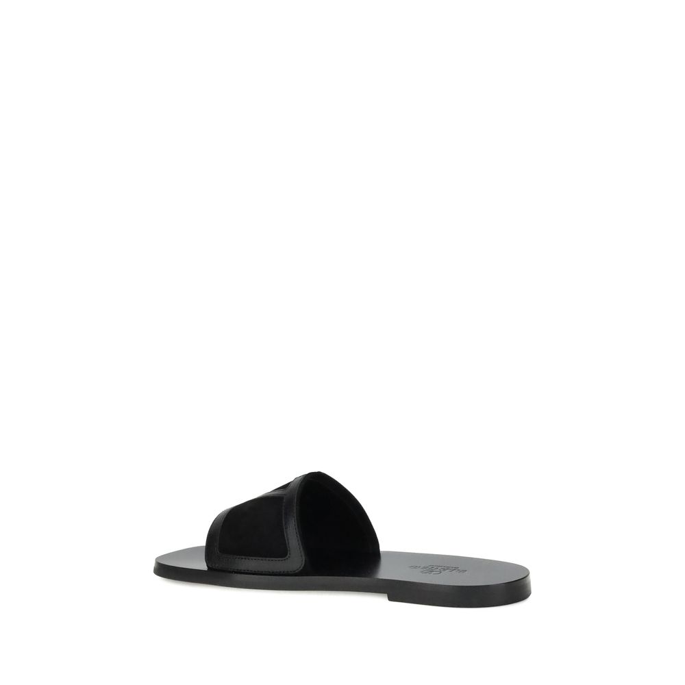Black Calf Leather Bos Taurus Sandals
