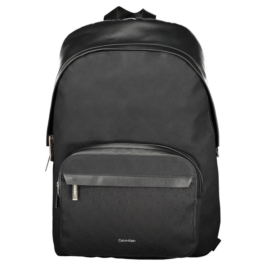 Black Polyester Men Backpack