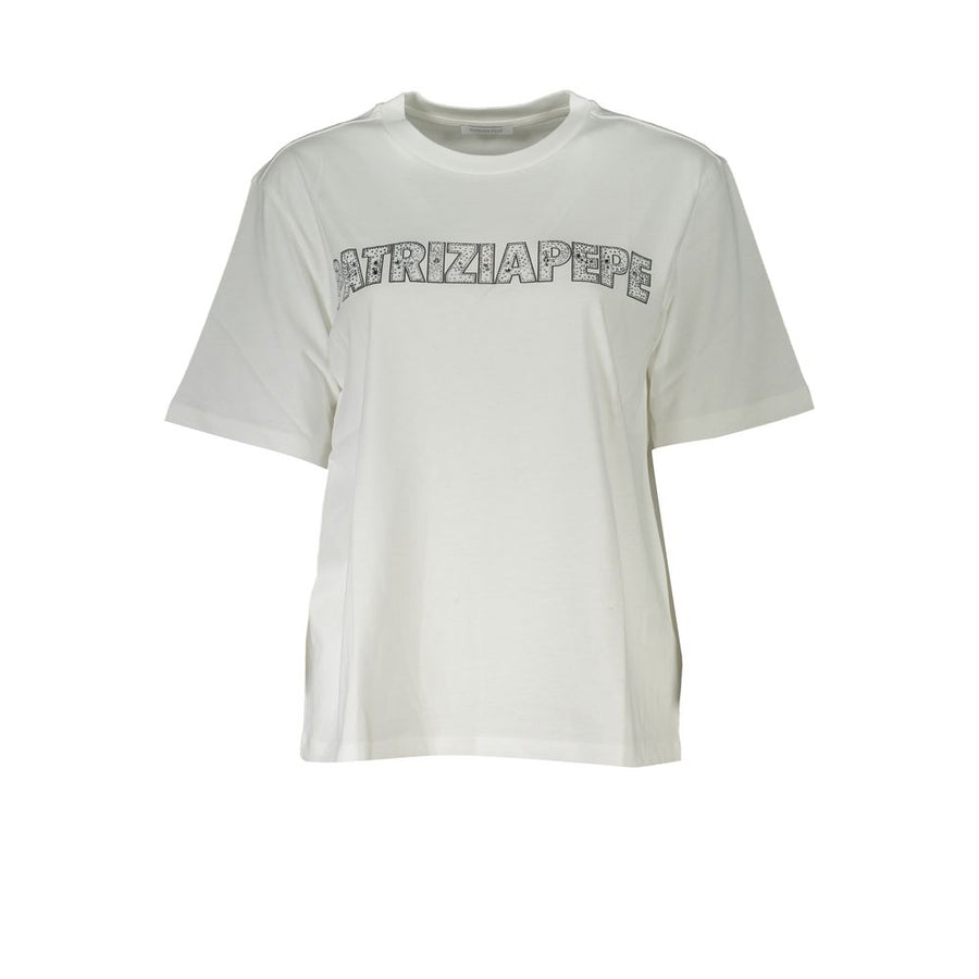 White Cotton Women T-Shirt