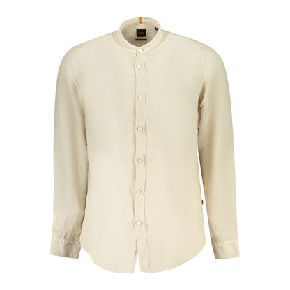 Beige Linen Men Shirt