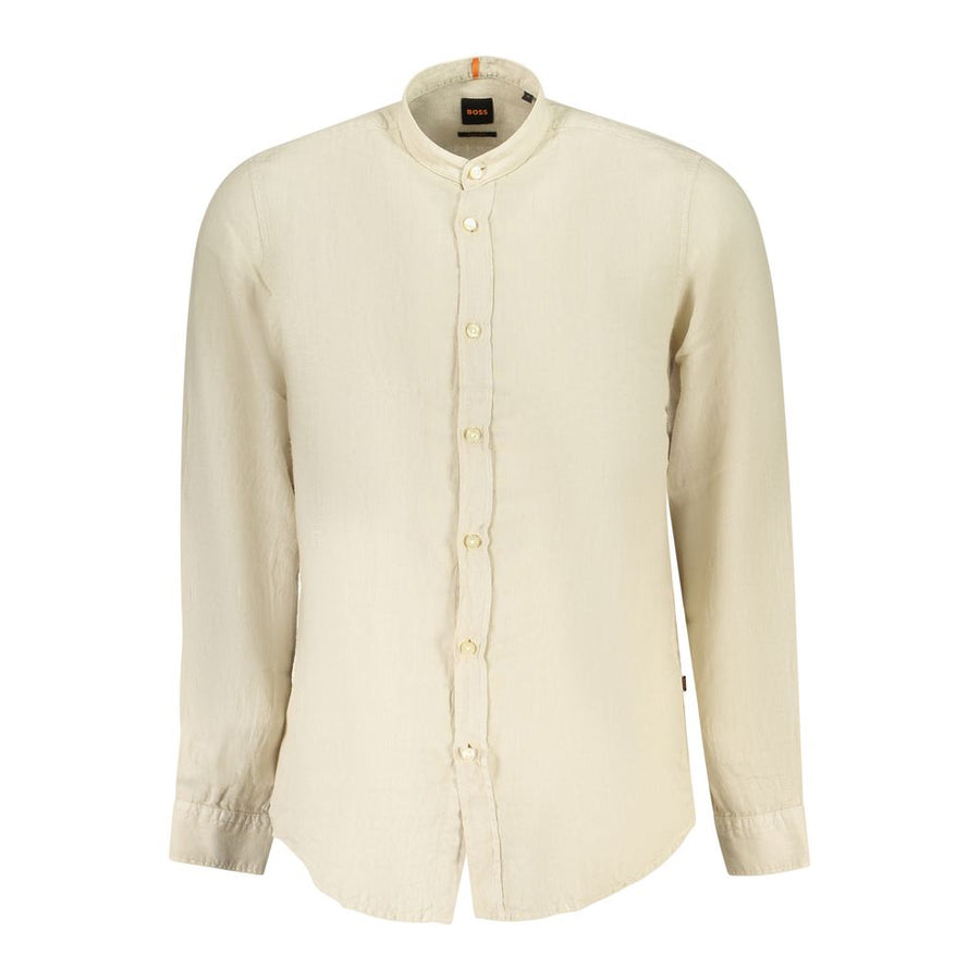Beige Linen Men Shirt
