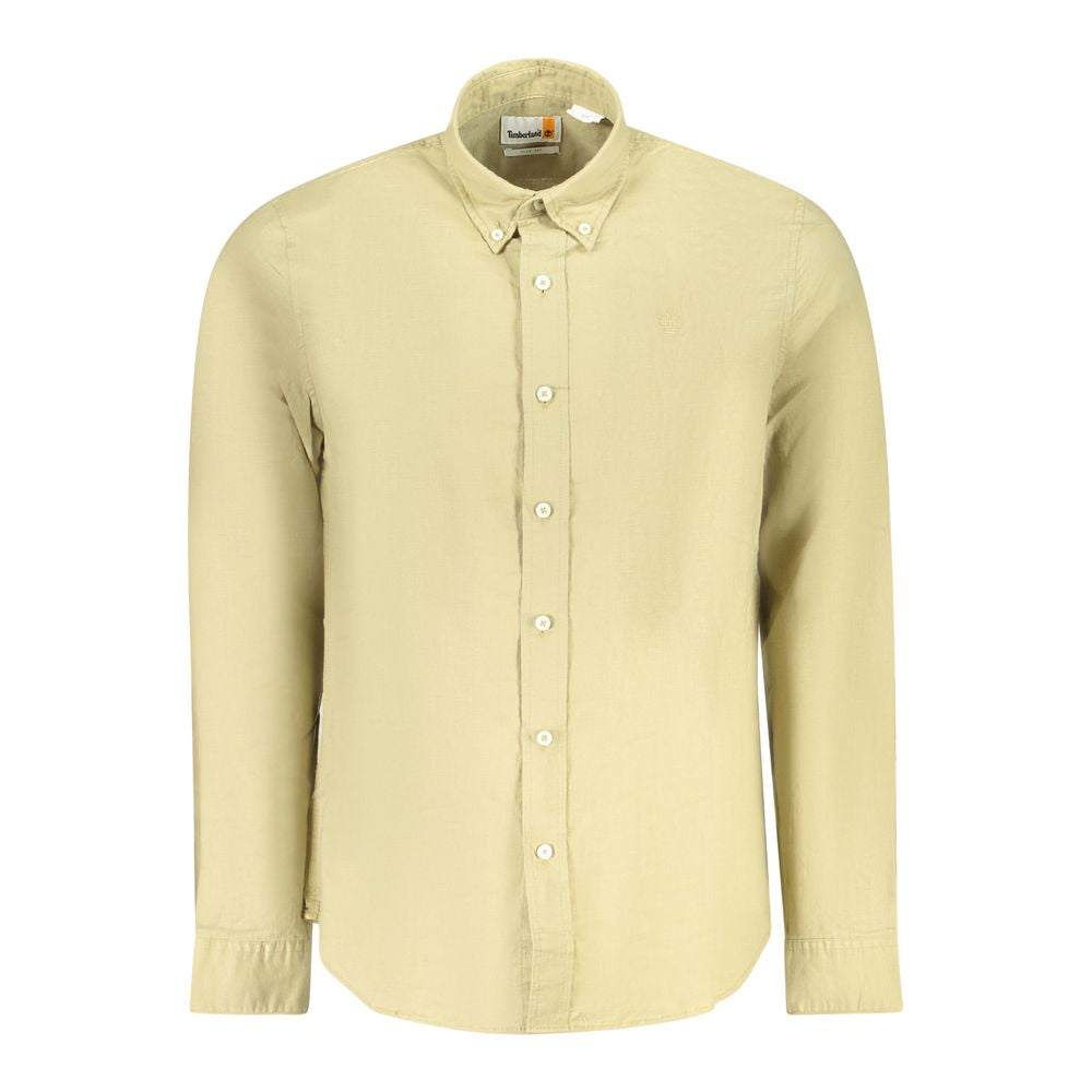 Beige Cotton Men Shirt