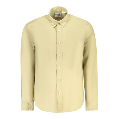 Beige Cotton Men Shirt