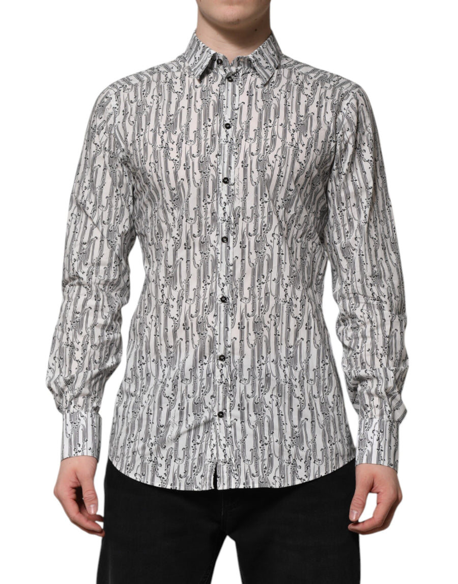 White Floral Print Casual Long Sleeves Shirt