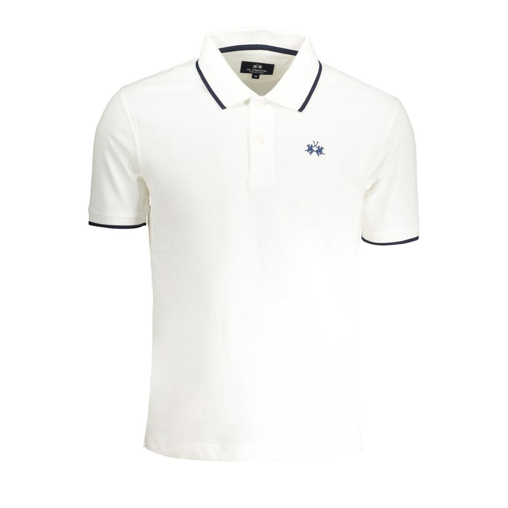 White Cotton Men Polo Shirt