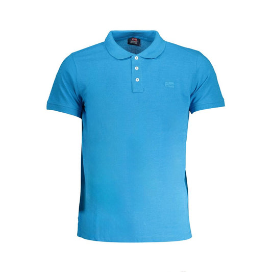 Blue Cotton Men Polo Shirt