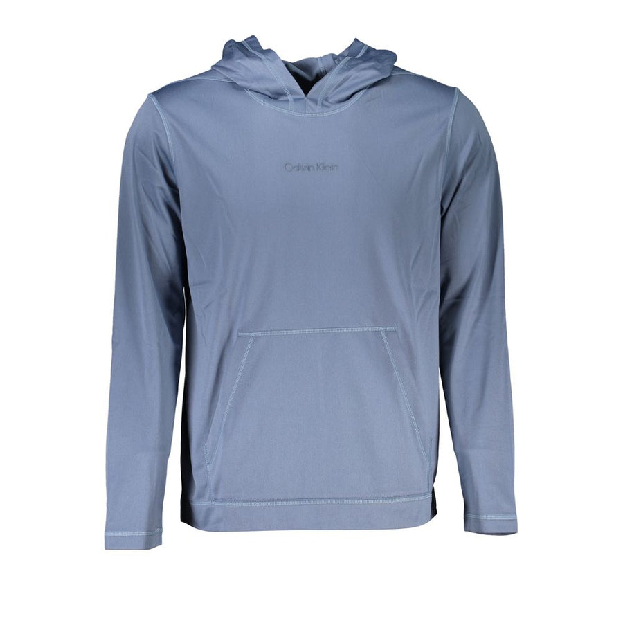 Blue Polyester Men's Hooded Sweater