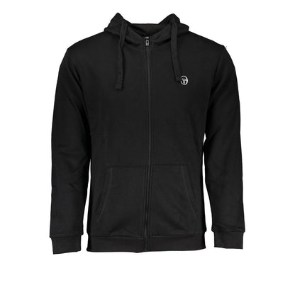 Black Cotton Men's Hooded Sweater