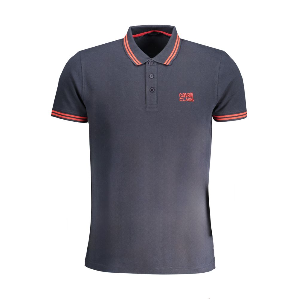 Blue Cotton Men Polo Shirt