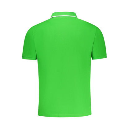 Green Cotton Men Polo Shirt