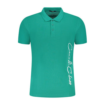 Green Cotton Men Polo Shirt