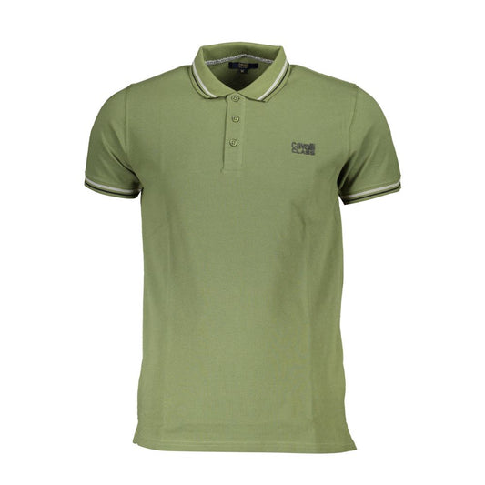Green Cotton Men Polo Shirt