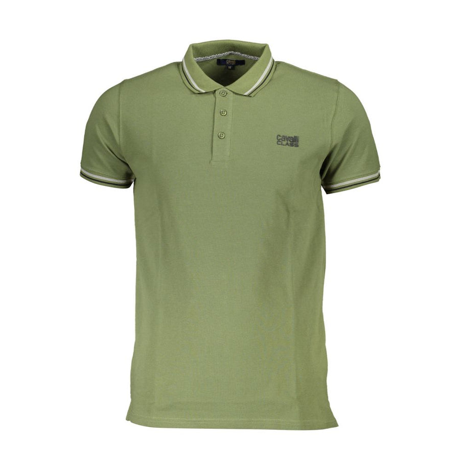 Green Cotton Men Polo Shirt