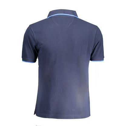 Blue Cotton Men Polo Shirt