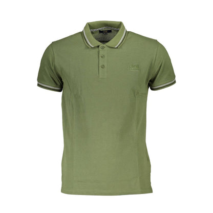 Green Cotton Men Polo Shirt
