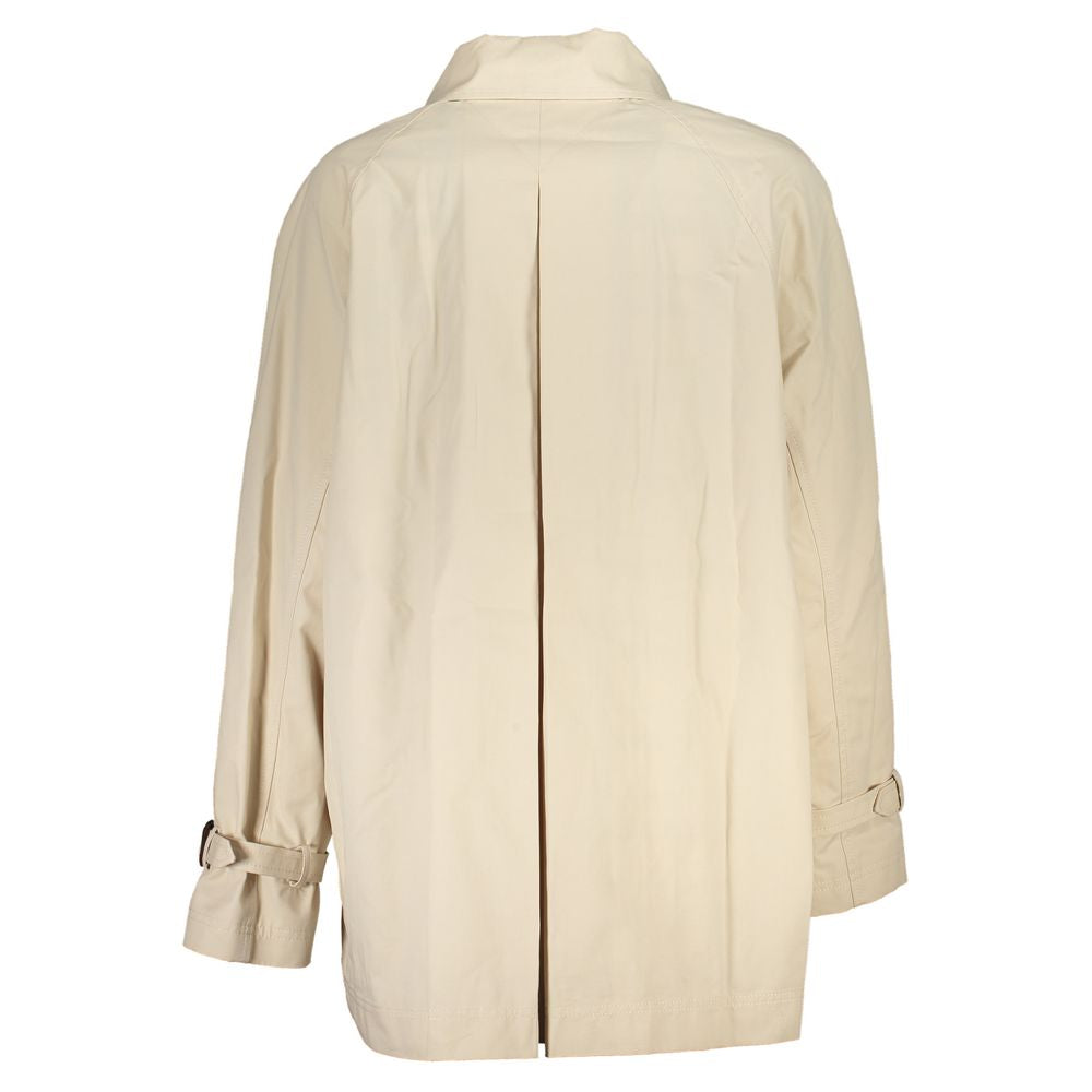 Beige Cotton Women Trench Coat