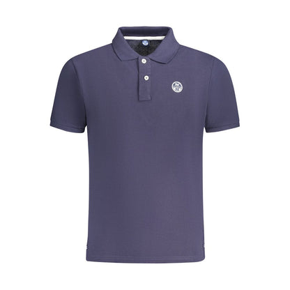 Blue Cotton Men Polo