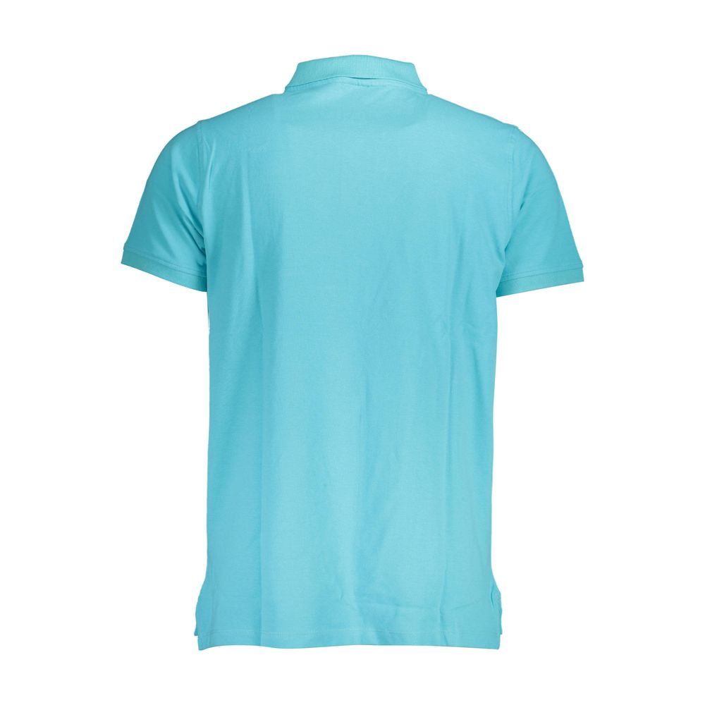 Blue Cotton Men Polo Shirt
