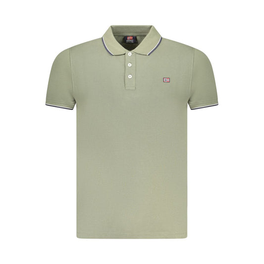 Green Cotton Men Polo Shirt