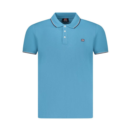 Blue Cotton Men Polo Shirt