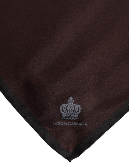 Brown DG Crown Silk Square Men Foulard Scarf
