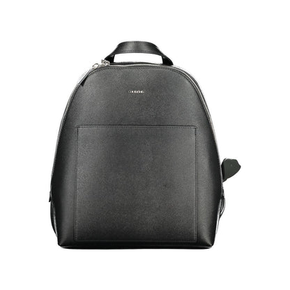 Black Polyurethane Women Backpack