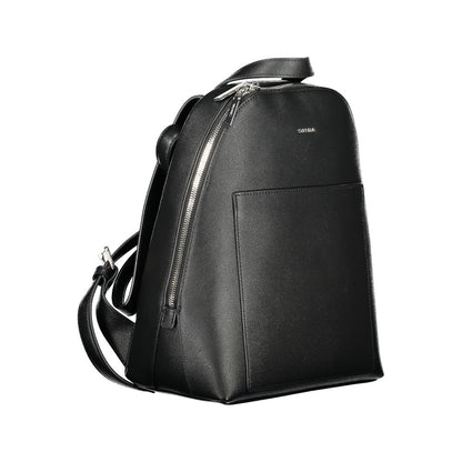Black Polyurethane Women Backpack
