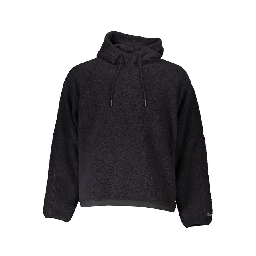Black Polyester Men Sweater with Hood