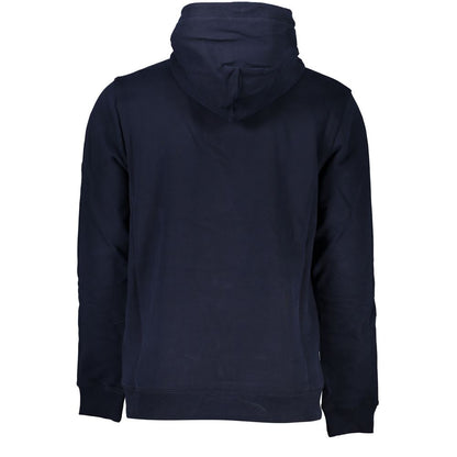 Blue Cotton Men Sweater with Hood
