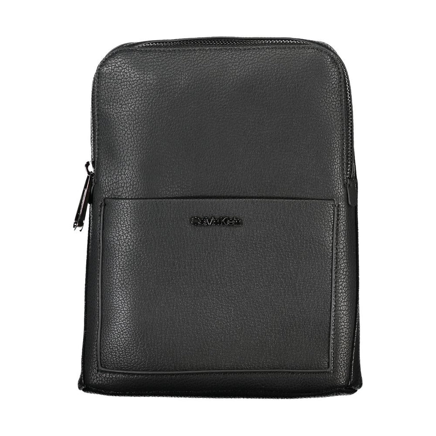 Black Polyurethane Men's Shoulder Bag