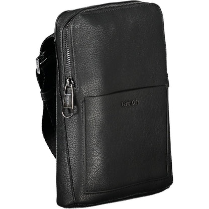 Black Polyurethane Men's Shoulder Bag