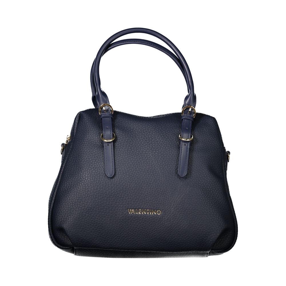 Blue Polyurethane Women Handbag