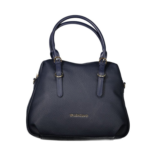 Blue Polyurethane Women Handbag