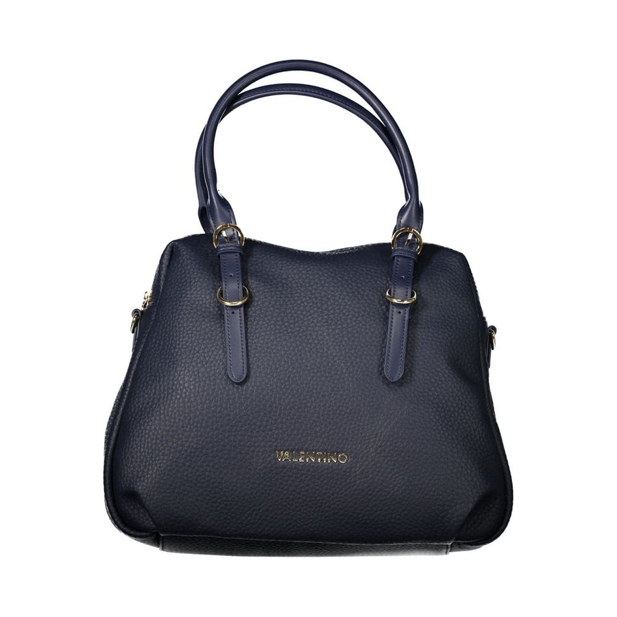 Blue Polyurethane Women Handbag