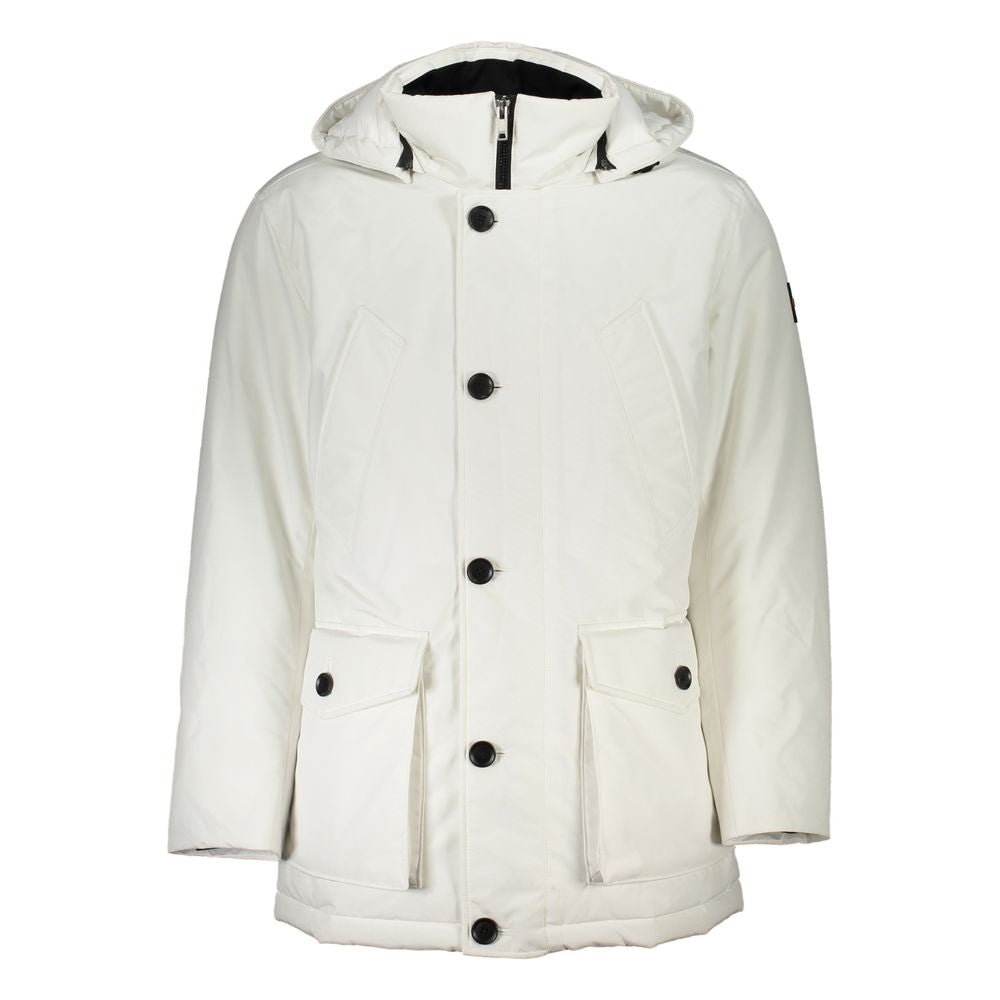 White Elastane Jackets & Coat