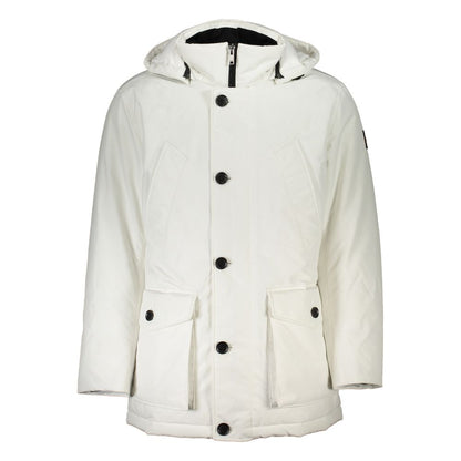 White Elastane Jackets & Coat