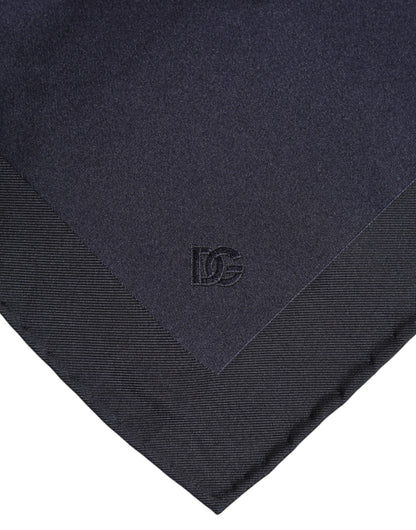 Dark Blue Silk Square Men Foulard Scarf