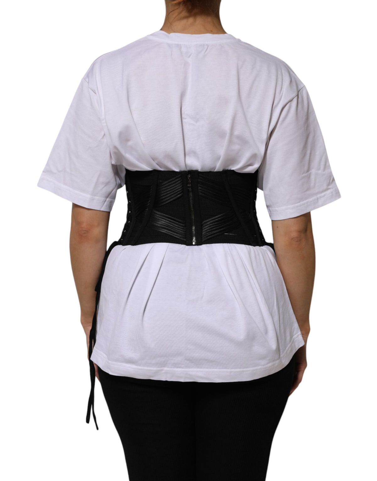 Black Cotton Waist LaceUp Strap Corset Belt