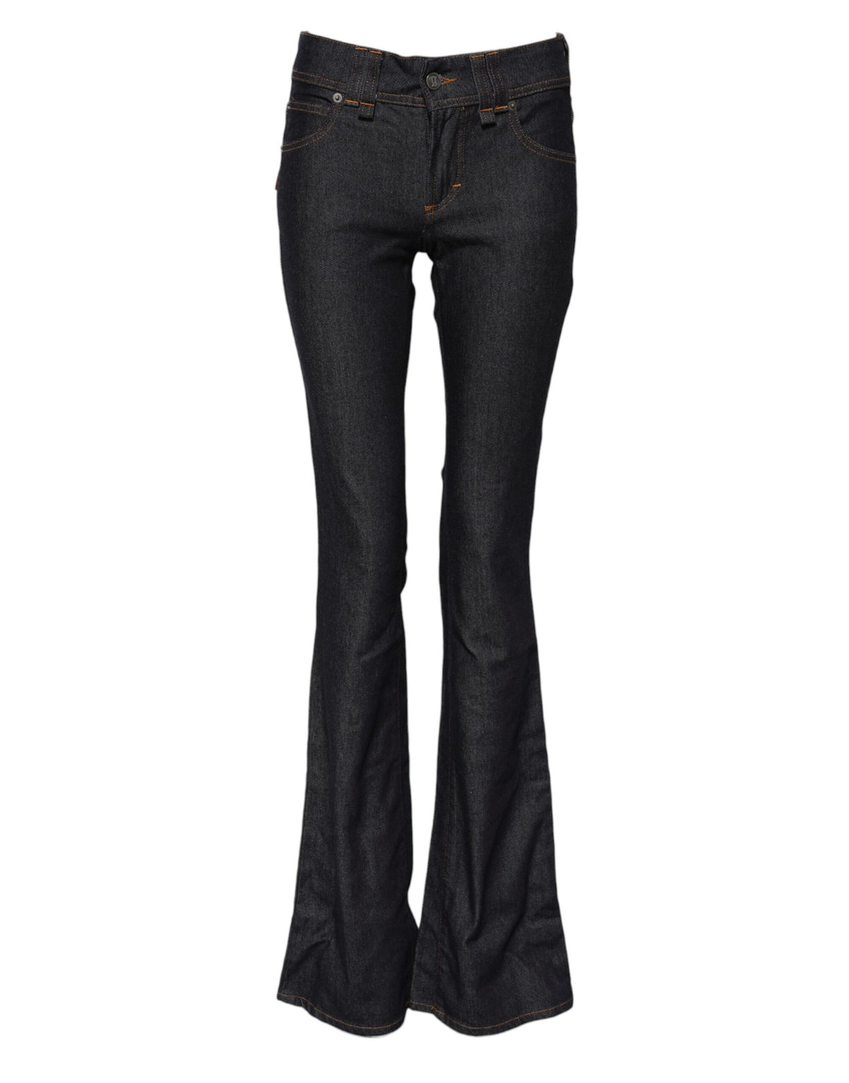 Blue Mid Waist Cotton Wide Leg Denim Jeans