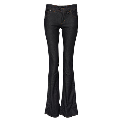 Blue Mid Waist Cotton Wide Leg Denim Jeans