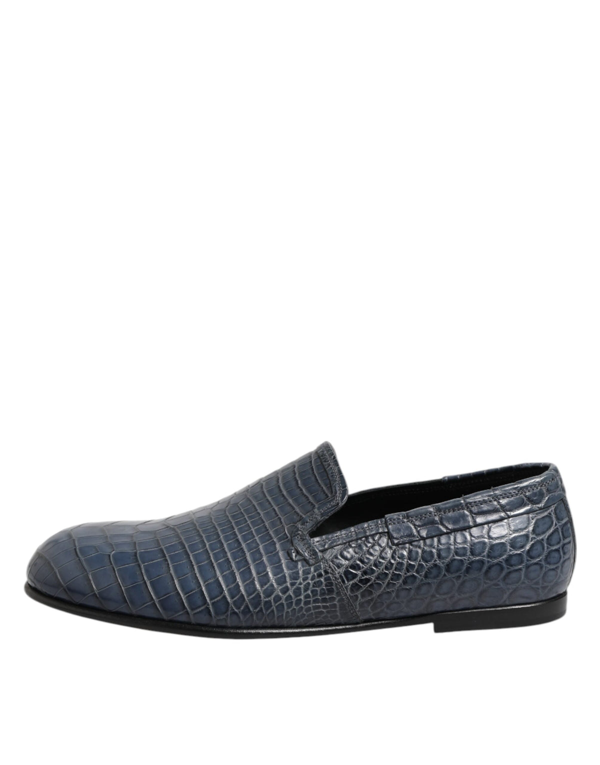 Blue Exotic Leather Slip On Loafers Men Dress Shoes
