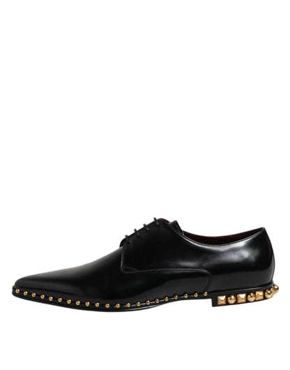 Black Leather Studded Derby Men Dress Shoes