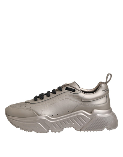 Silver DAYMASTER Leather Men Sneakers Shoes
