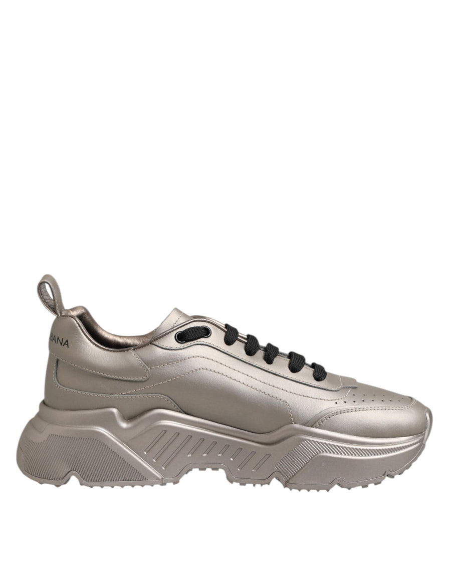 Silver DAYMASTER Leather Men Sneakers Shoes